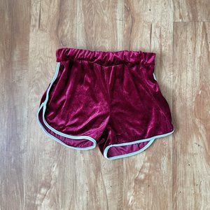 Retro Velour Dolphin Shorts - Burgundy - Size S/M